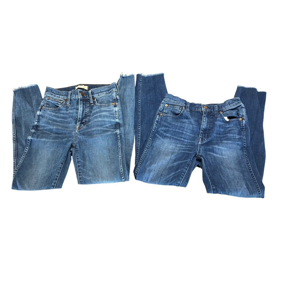 Madewell 10 High Rise Skinny Jeans Bundle Size 25 Blue Raw Hem Lot Basic Denim‎